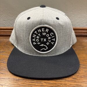 Panther City Fort Worth TX Hat Flat Bill Cap 20% Wool Blend Black Gray Green